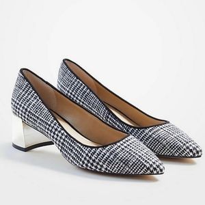 Ann Taylor Houndstooth Metallic Block Heel Pump